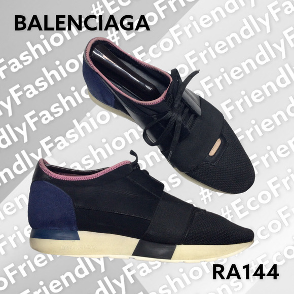 BALENCIAGA Multicolor Leather and Mesh Race Runner Sneakers Size 40 - Picture 1 of 7